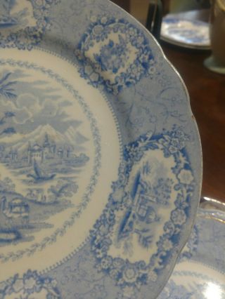 Blue / White Transferware,  Ironstone 1850 ' s Plate Ridgeway China,  8 