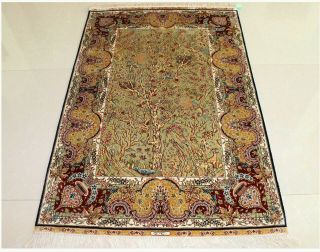 Lovely Hand Knotted Rug 3 X 5 Silk Artistic Decoration Tree Of Life Carpet
