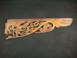 CHINESE ANTIQUE 150 YEAR OLD CHING DYNASTY HAND CARVED WOODEN CARVING FLORAL 3