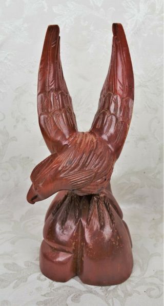 Vintage Hand Carved Wooden Bird Primitive Eagle Sculpture Wood Figure Folk Art