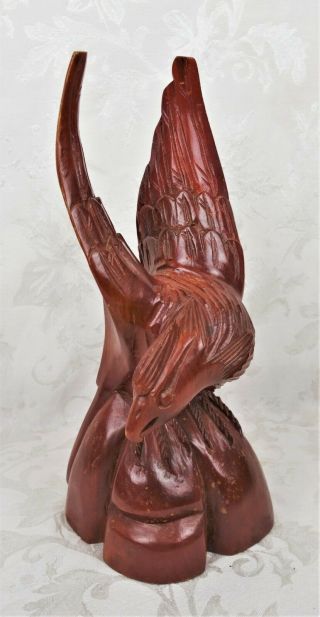 Vintage Hand Carved Wooden Bird Primitive Eagle Sculpture Wood Figure Folk Art 2