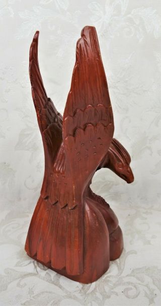 Vintage Hand Carved Wooden Bird Primitive Eagle Sculpture Wood Figure Folk Art 3