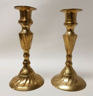 2x Vintage Solid Brass Candlesticks Candle Holders 6.  5 "