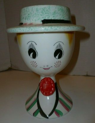 1959 Lego Dapper Gal Lidded Ceramic Jar With Hat That Comes Off Rare