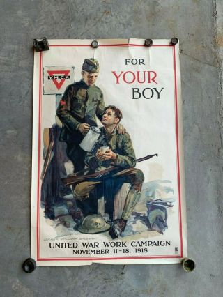 Y.  M.  C.  A.  For Your Boy Poster,  Wwi,  1918,
