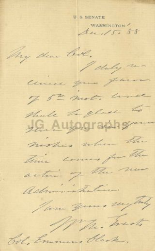 William M.  Evarts - U.  S.  Attorney General - Signed Letter (als),  1888