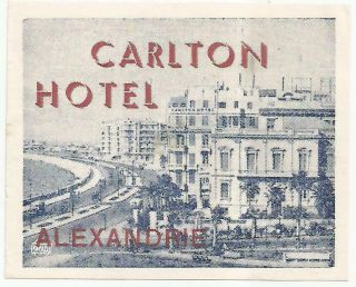 Hotel Carlton Luggage Egypt Label (alexandria)
