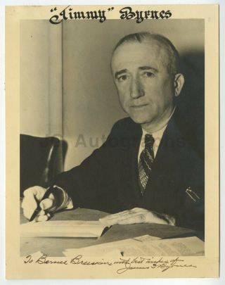 James F.  Byrnes - U.  S.  Supreme Court,  Governor Of Sc - Signed Photograph