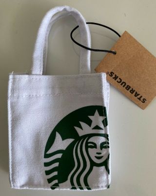 Starbucks 2019 Mini Canvas Tote Bag Gift Card Holder Christmas Ornament