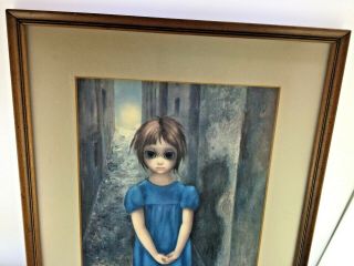 Vintage ' 67 Big Eyes W/A Tear Blue Dress Girl Walter Margaret Keane Framed Print 2