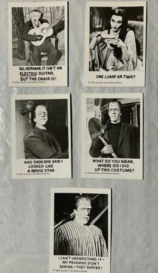 5 - 1964 Leaf The Munsters Cards 3,  4,  6,  7 & 11 All In