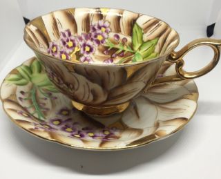 Vintage Norcrest Japan Hand Painted Tea Cup & Saucer