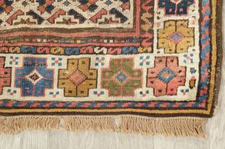 Antique Geometric Caucasian Kazak Oriental Runner Rug Wool Hand - Knotted 4x8