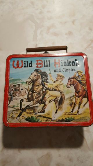 Vintage 1955 Wild Bill Hickok And Jingles Aladdin Metal Lunchbox - No Thermos