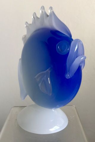 VINTAGE MURANO GLASS FISH SCULPTURE ARCHIMEDE SEGUSO BLUE ALABASTRO 3