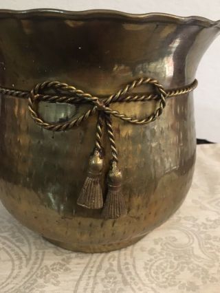 Vintage Brass Bucket Planter Pot With Robe Design - Hand Made In India Large