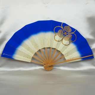 【sensu】japanese Vintage Odori Sensu,  Blue And Gold,  Made In Japan.  (令s - 032vg)