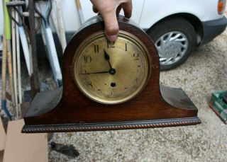 Vintage Antique Mantle Clock Wood Case Wind - Up Mechanical Unknown Age ?