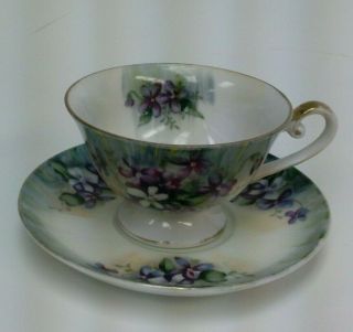 Vintage Demitasse Staffordshire Cup Saucer Hand Painted Made In Japan 2