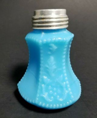 Anitque Vintage Molded Blue Milk Glass Salt Or Pepper Shaker Victorian 3 " Tall