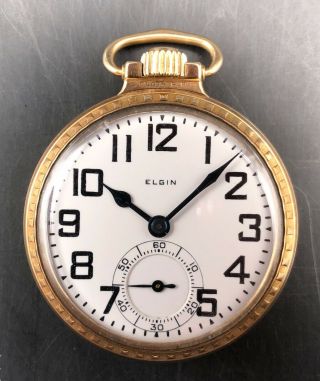 1925 Elgin 16s 21j Railroad Pocket Watch 478/bw Raymond 12k Gf Case Running Of