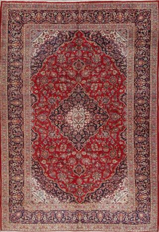 Vintage Traditional Floral Najafabad Area Rug Red Living Room Hand - Knotted 10x13