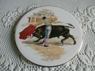 Vintage H&r Johnson Ltd.  England Matador And Bull Scene,  6 " Tile 77,  9