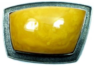 Vintage Soviet Natural Baltic Amber Egg Butterscotch Silver 875 Brooch 15.  20 G