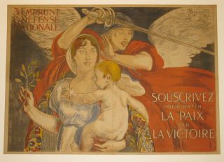 French Loan Bond Poster Linen First World War World War I 1917 Besnard