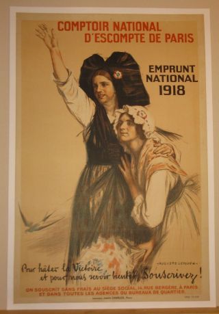 French Loan Bond Poster Linen First World War World War I 1918 Leroux