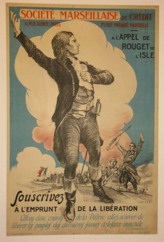 French Loan Bond Poster Linen First World War World War I 1918 Carlu