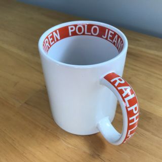 Ralph Lauren Polo Jeans 12 Oz Coffee Tea Cup Mug White Orange Spelled Out Handle