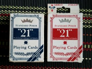 Vintage Arrco " 21 " Poker Playing Cards,  No75 Double Diamond Back,  Foil Packs