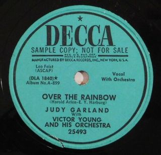 Judy Garland Over The Rainbow Decca Promo 78 Rpm Please Mr Gable V,  Hear
