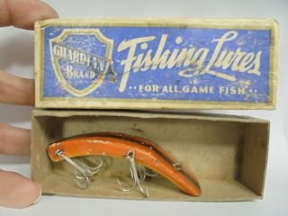 Vintage Fishing Lure Box Early Shur Strike Guardian Logo Scarce