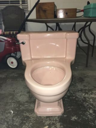Vintage 1958 American Standard Lowboy One Piece Pink Toilet With Elongated Bowl
