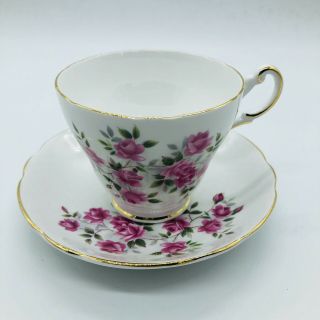 Regency Pink Sweetheart Roses English Bone China Teacup And Saucers