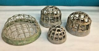 7 Spiked Metal Flower Frogs,  4 Cage Shaped Flower Frogs Vintage