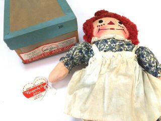 Vintage 1951 Georgene Novelties Raggedy Ann Doll w/ Box Johnny Gruelle 15 
