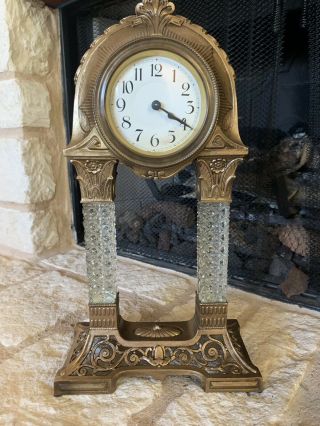 Antique Art Deco Style Glass Column Clock