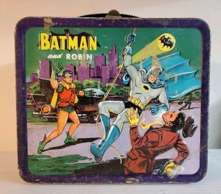 Vintage Batman And Robin Metal Lunchbox Aladdin 1966
