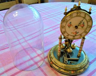 Vintage Kundo Anniversary Clock With Key And Glass Dome For Repairs/ Renovation
