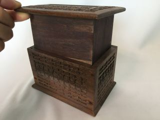 Japanese Vintage Wooden Box Trick Box Wood Carving