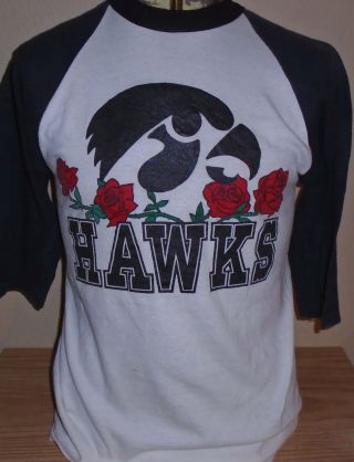 Vintage 1980s Iowa Hawkeyes Rose Bowl Football T Shirt Russell Size Large
