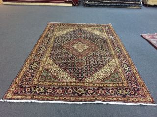 On Semi Antique Hand Knotted Persian Rug Geometric Carpet 6 