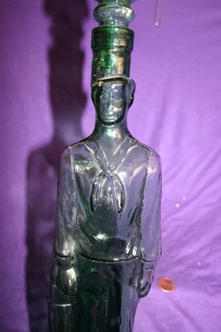 Vintage Green Glass Sailor Decanter (with Stopper) Details Bottle