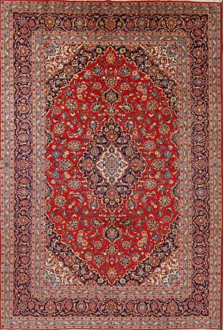 Vintage Hand Knotted Floral Red 8x12 Kaashaan Persian Oriental Area Rug Carpet