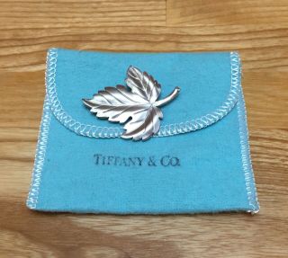 Vintage Tiffany & Co.  Sterling Silver Maple Leaf Brooch / Pin -