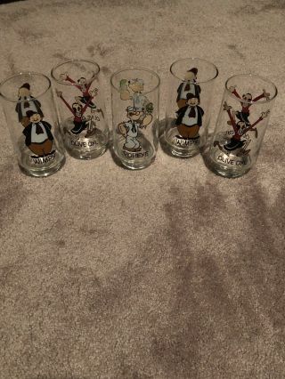 Vintage Set Of 5 Popeye Coca - Cola Glasses 6 " - King Features (1975)