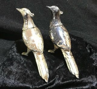 Vintage 1930’s Weidlich Brothers Silver Tone,  Pheasant,  Salt & Pepper Shakers